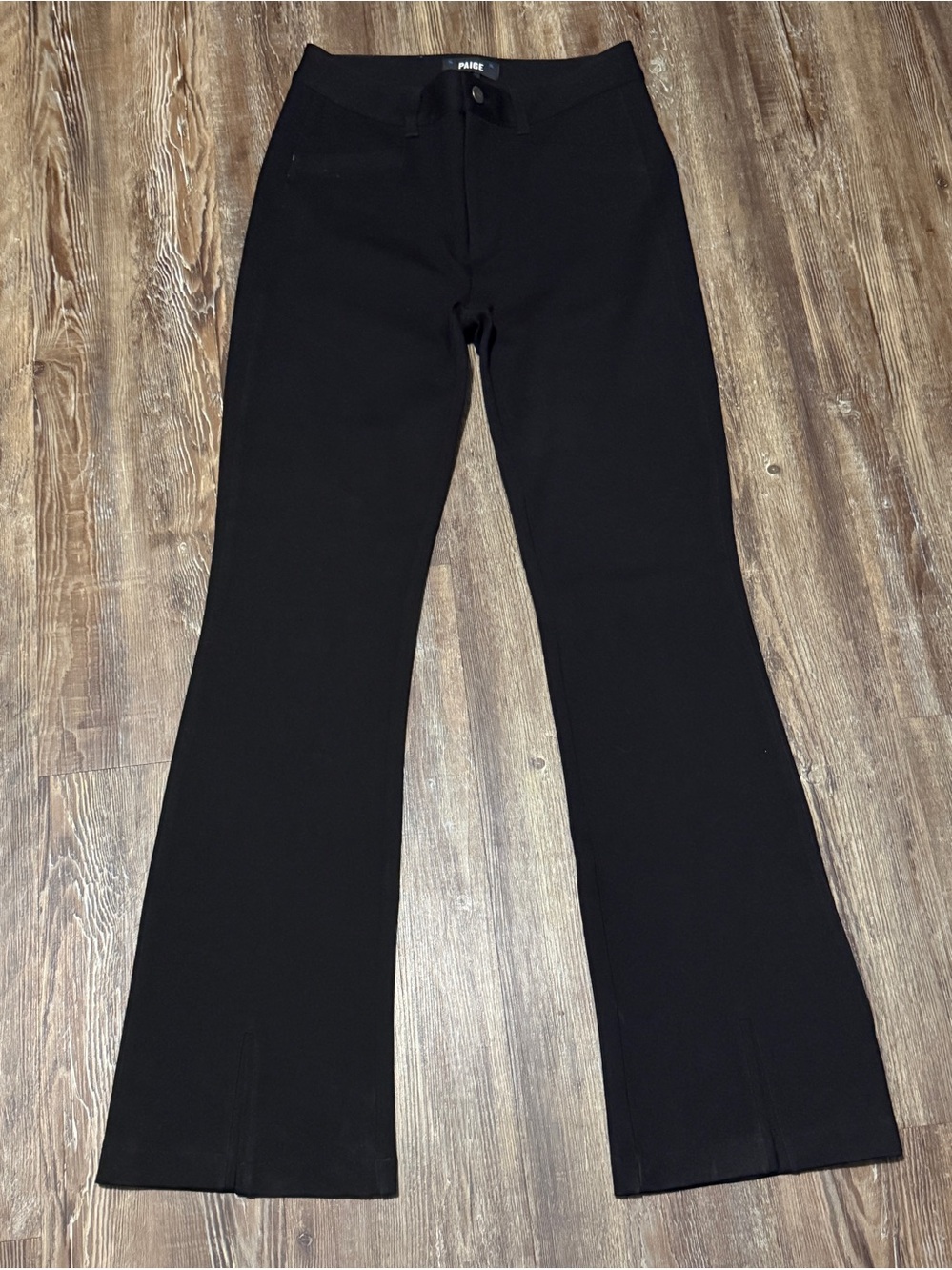 Paige Winona Pants Women's 27 Split Hem Trouser Style Stretchy Fit in Black